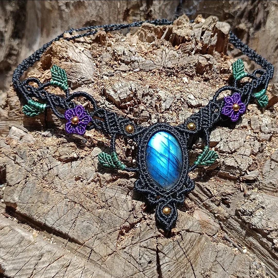 Chocker de labradorita azul